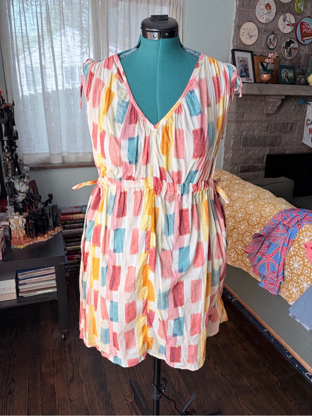 Anthropologie Lilka Multicolor Adjustable Cotton Mini Dress
